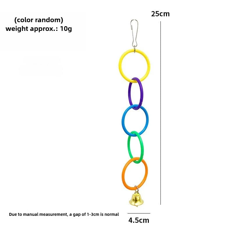 Columpio para loros, jaula para pájaros, juguetes con sonido de campana, anillo de escalada colorido para molinillo de anillos de Color, jaula de juguete para pájaros