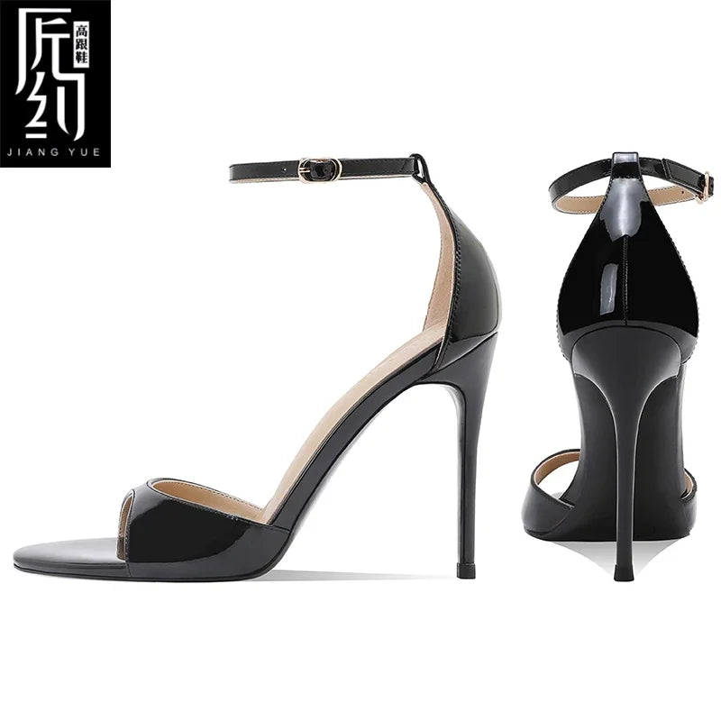 Novedad de verano, tacones altos color nude para mujer, tacones delgados, impresionante estilo princesa, sandalias de un botón con falda 33-46