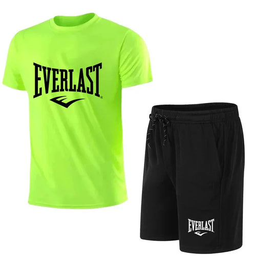 EVERLAST 2-teiliges Sportset für Herren – Kurzarm-T-Shirt und Shorts für Laufen und Fitnessstudio
