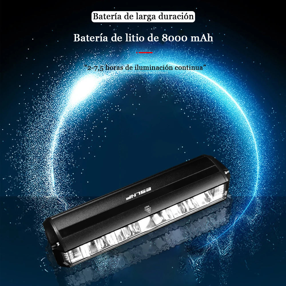 Luz delantera de bicicleta, 5200 lúmenes, 8000 mAh, resistente al agua, antorcha de conducción nocturna, carga USB, accesorios de luz para bicicleta de carretera, equipo de ciclismo