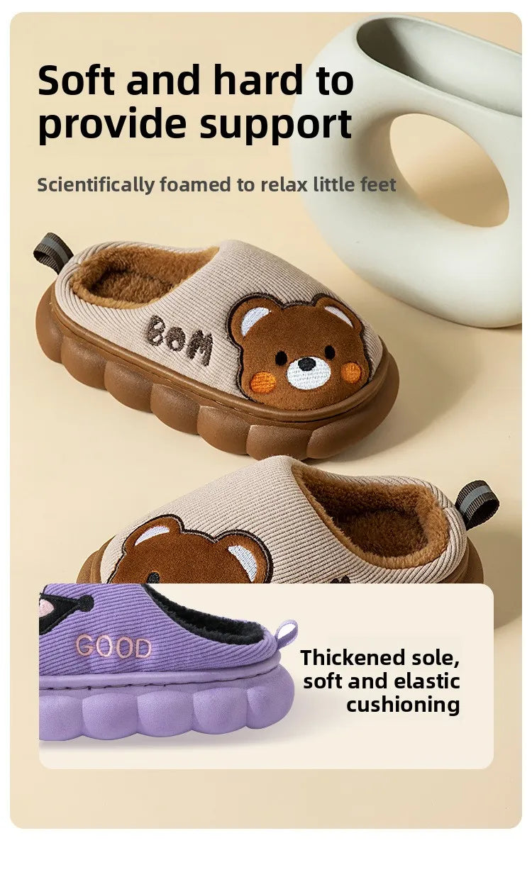 Otoño Invierno niños zapatillas de algodón niños pequeños interior antideslizante cálido Zapatilla de casa niños niñas bebé lindo zapatos de felpa de dibujos animados