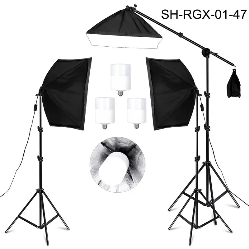 Kit de iluminación Softbox de 20w/30w/40w, Kit de iluminación de fotografía continua, bombilla E27, equipo de luces de estudio fotográfico para sesión de fotos