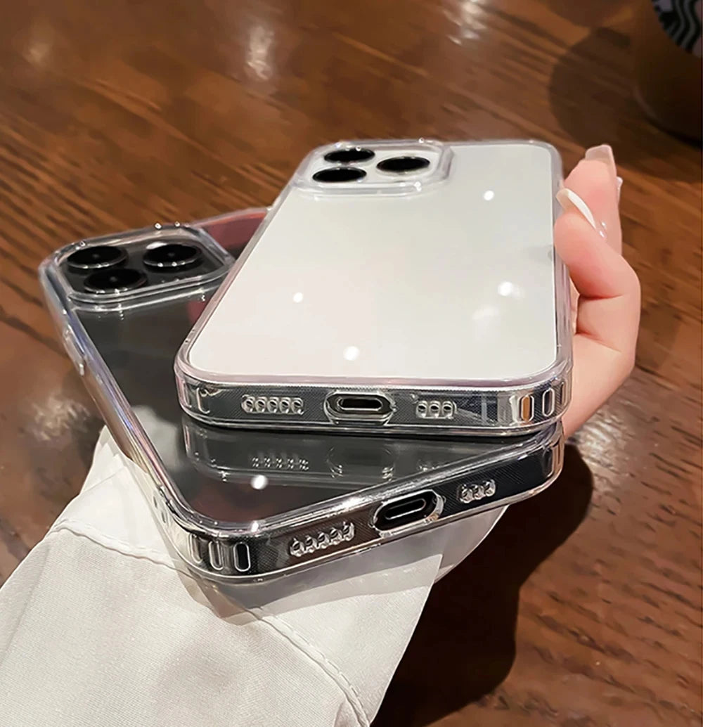 Fundas de parachoques transparentes a prueba de golpes de lujo para iPhone 16 15 14 13 12 11 Pro Max Plus accesorios de cubierta de teléfono acrílico suave transparente