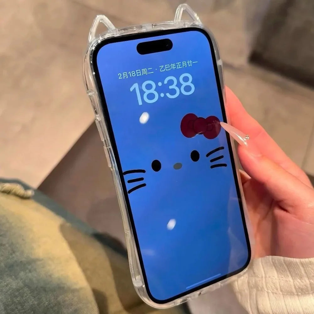 Funda Transparente con Orejas de Gato para iPhone 17 12 13 14 15 16 E Pro Max 11 7 Xr X Xs Max, Carcasa Protectora Antigolpes
