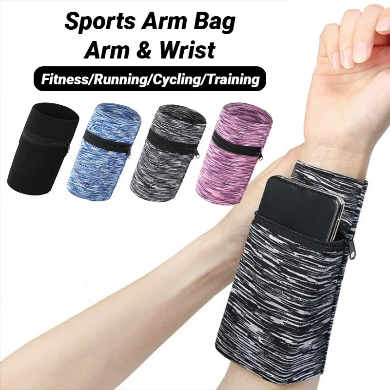 Bolsa de muñeca para correr con cremallera, bolsa ligera para tarjetas y llaves de teléfono, a prueba de sudor, para gimnasio, Fitness, deportes, brazalete para ciclismo
