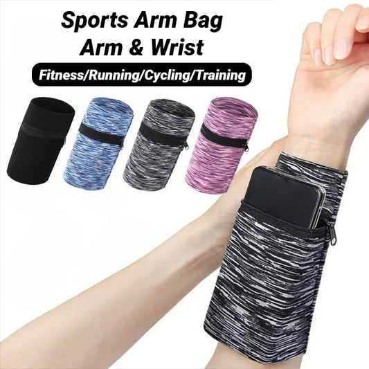 Bolsa de muñeca para correr con cremallera, bolsa ligera para tarjetas y llaves de teléfono, a prueba de sudor, para gimnasio, Fitness, deportes, brazalete para ciclismo