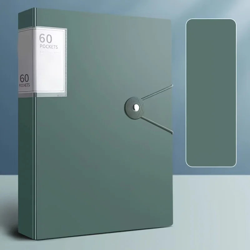 Carpeta A4 de 60 bolsillos para volver a la escuela, Material PP duradero, Ideal para organizar papeles, hogar, escuela, oficina, almacenamiento, folleto impermeable