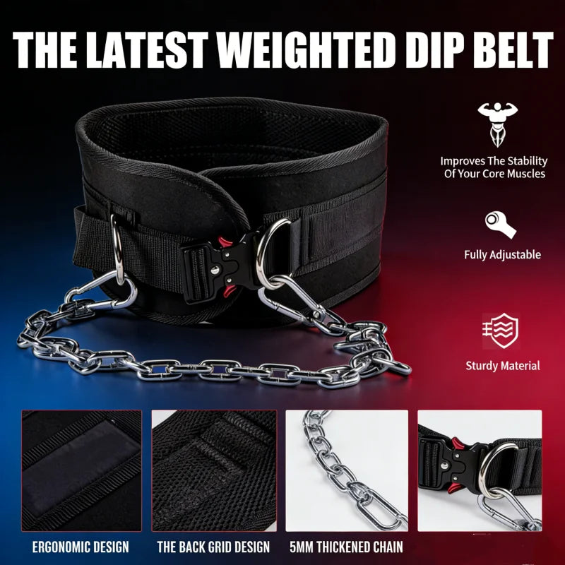Cinturón de inmersión de alta resistencia, cadena de acero ajustable para dominadas ponderadas, entrenamiento de fuerza, gimnasio en casa, equipo de Fitness