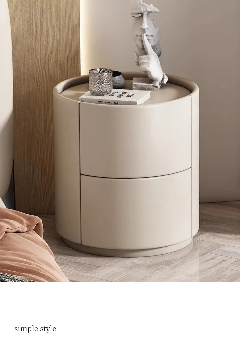 Gabinete lateral para sofá de sala de estar, mesita de noche redonda creativa de madera maciza, nuevo gabinete de almacenamiento para dormitorio pequeño y moderno y sencillo
