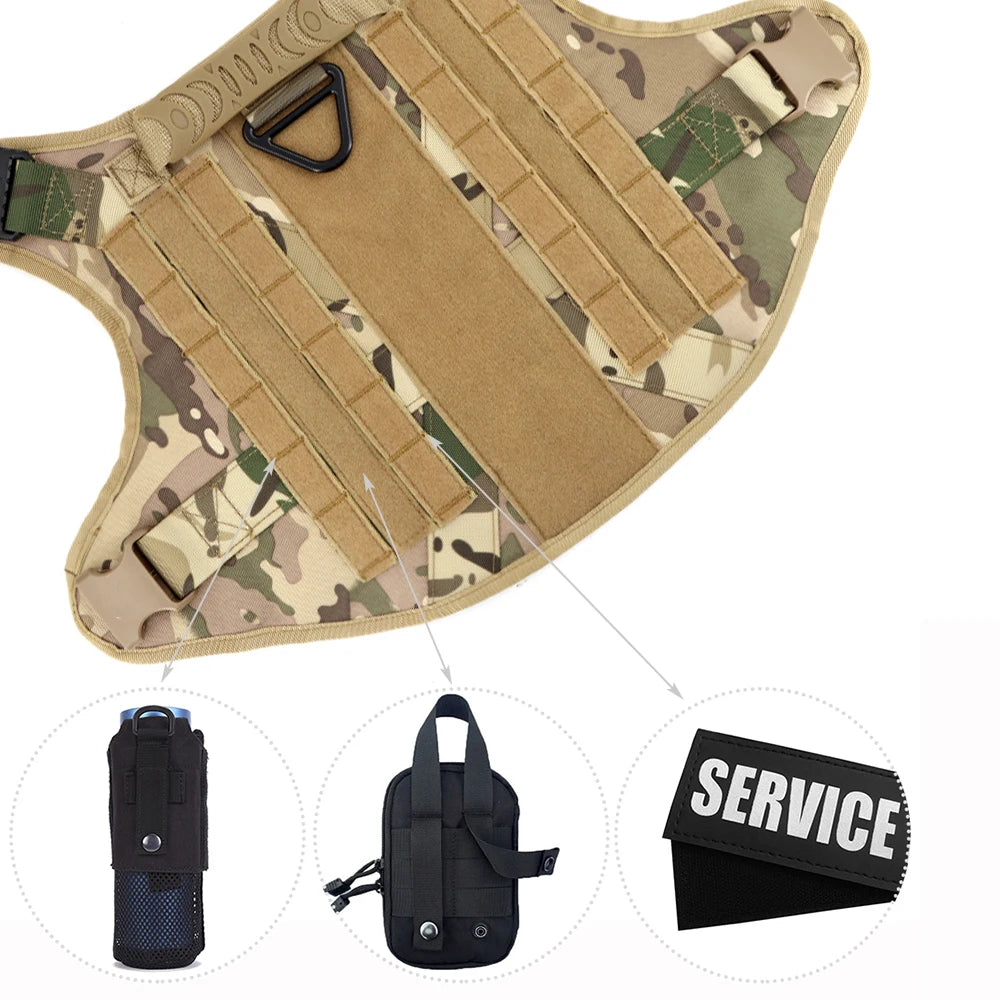 Arnés táctico para perros, conjunto de correa para perros grandes, arneses militares para entrenar, caminar, cazar, chaleco para mascotas, mango sin tirar, Malinois