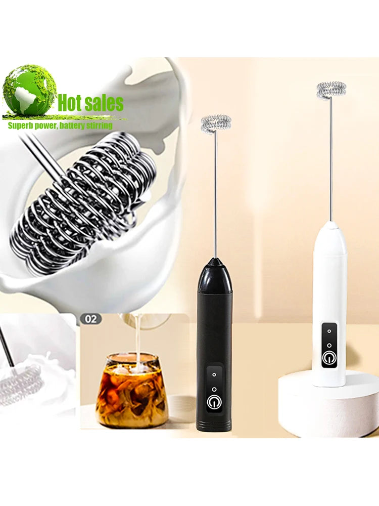 Batidora de Huevos Eléctrica Recargable GBBMA con Soporte, 3 Velocidades Ajustables, Batidora de Mano, Mezclador de Bebidas, Espumador de Leche para Café