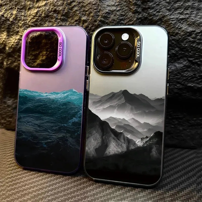 Funda de teléfono para iPhone 16E, fundas para iPhone 16 15 14 13 11 12 Pro Max 16 15 14 Plus, nueva funda colorida para teléfono con estampado de vista de montaña