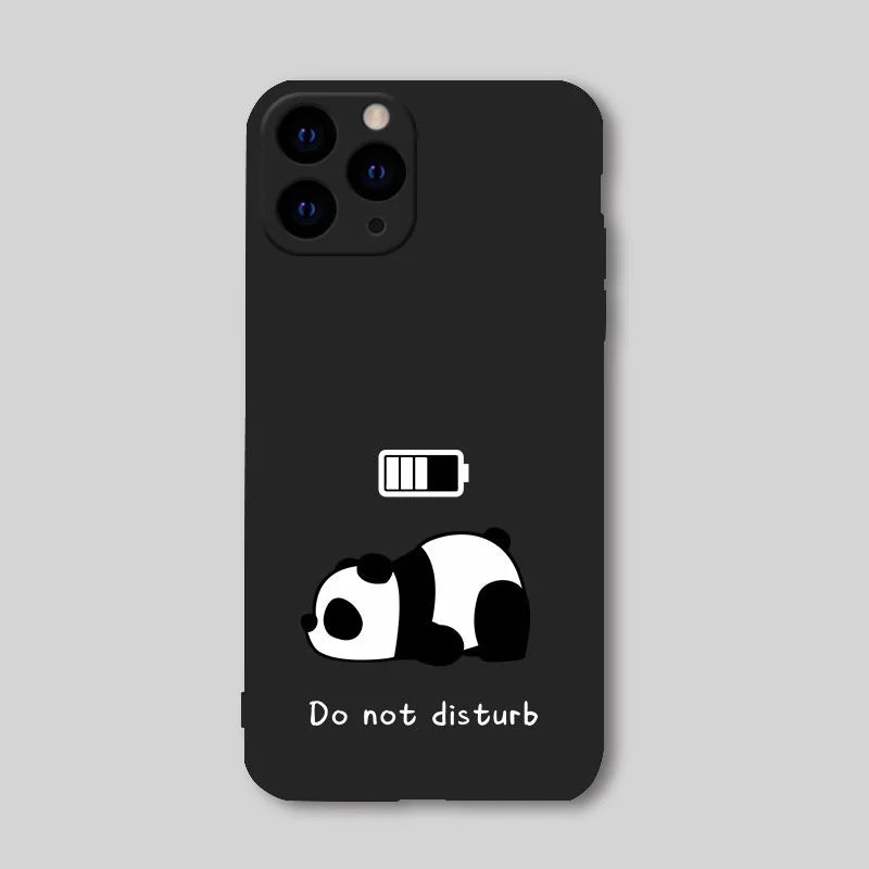 Funda de teléfono divertida con diseño de perro Panda para iPhone 17 14 15 12 11 13 16 Pro Max Mini 7 8 Plus SE, funda transparente de Animal bonito