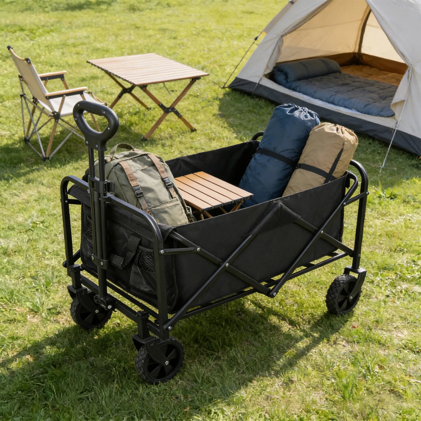 Carrito de Camping Plegable de Gran Capacidad (100L), Carrito de Compras, Carrito de Jardín, Carrito Plegable Portátil para Exteriores, Carrito de Picnic