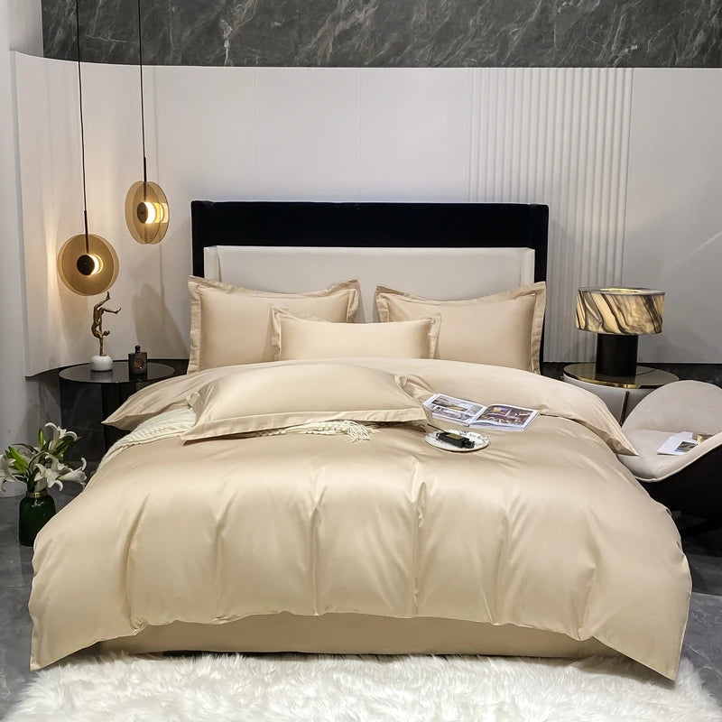 Juego de cama de lujo 100% algodón egipcio funda nórdica funda de almohada Ru Europa doble tamaño Queen King ropa de cama juegos de sábanas suaves