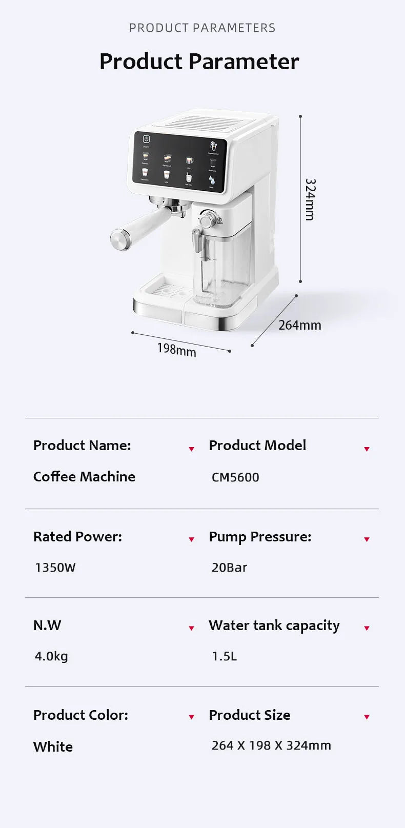 Cafetera Espresso con bomba italiana de 220V, cafetera automática para espumar espuma de leche para uso doméstico