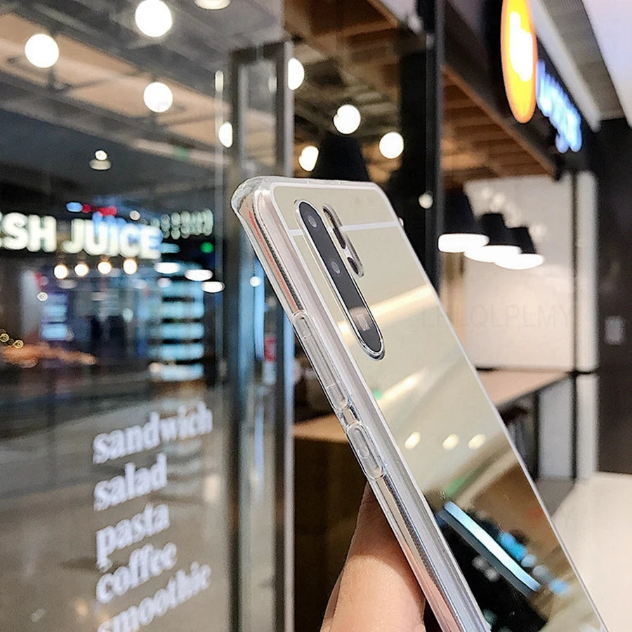 Funda de silicona con espejo de maquillaje para Huawei P30 Lite P40 P50 Pro Mate 50 Nova 7i 9 SE Y70 P Smart 2021