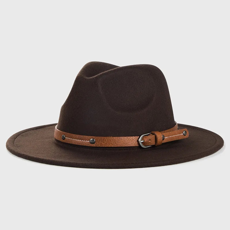 Sombrero Fedora de lana nueva para mujeres y hombres, moda de invierno y otoño, sombreros de Jazz para Iglesia, sombrero de fieltro de ala plana vikingo británico, sombreros de fieltro informales para exteriores