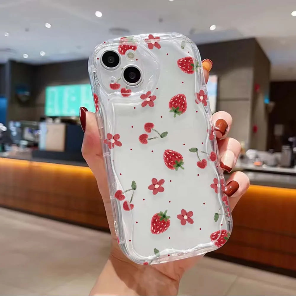 Funda con colgante de flor de fresa para Realme 15 13 14 Pro Plus 12 12X C71 C67 8i 8 C15 C12 C25 C25S C11 11 5G 7 6 5 Pro
