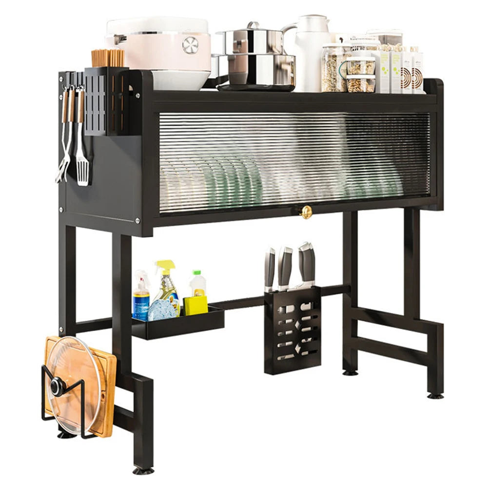 Estante de drenaje de cocina, estante de almacenamiento de cocina multifuncional de 3 niveles, organizador de fregadero de cocina, estante para platos grande sobre el fregadero con cubierta