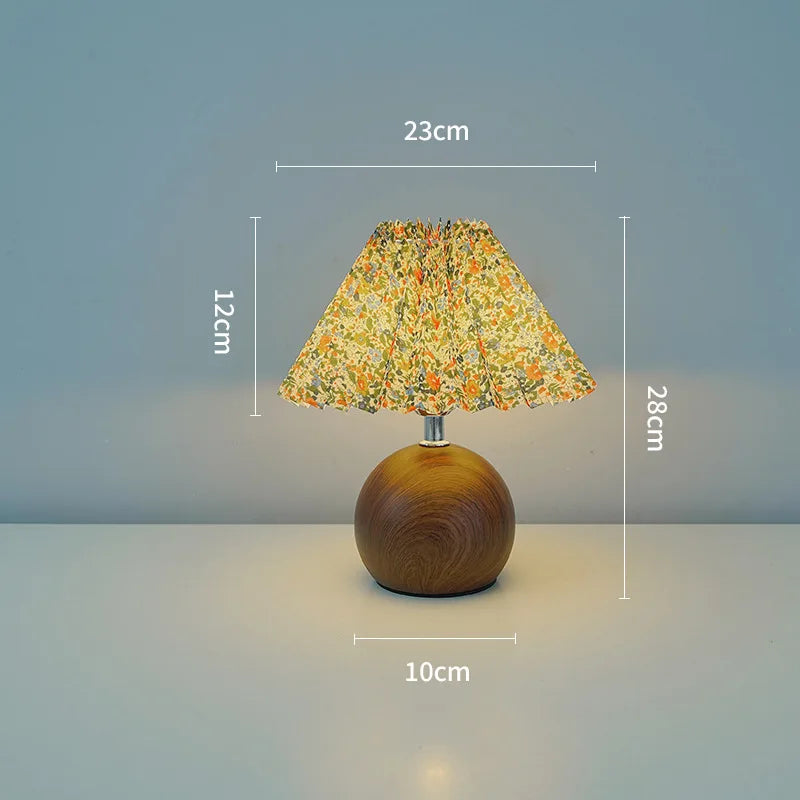 Lámpara LED para mesita de noche, bonitas y pequeñas lámparas plisadas para mesita de noche, luz ambiental Circular de nogal, decoración de dormitorio USB, luz nocturna