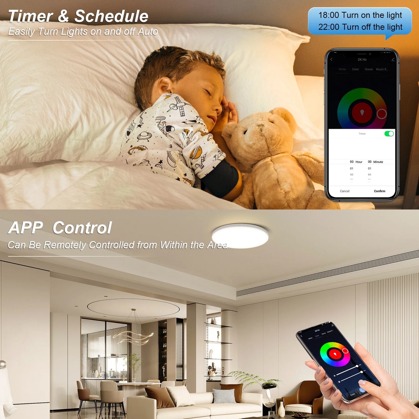 Lámpara de techo con control remoto, lámpara led para dormitorio, lámparas de techo grandes, luces Led con control remoto, luces led regulables