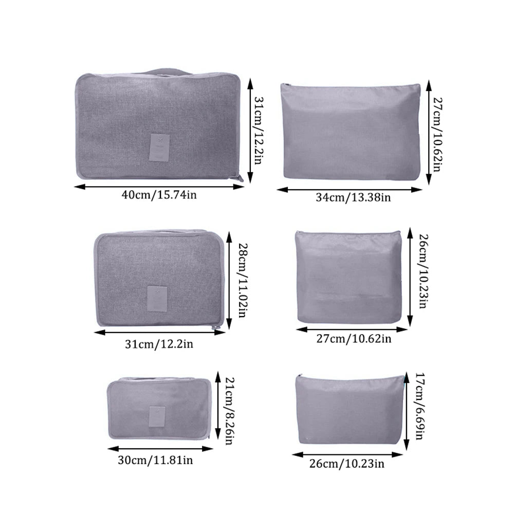 Organizador de viaje portátil para mujer, bolsas de almacenamiento de equipaje, ropa, zapatos, 6 piezas