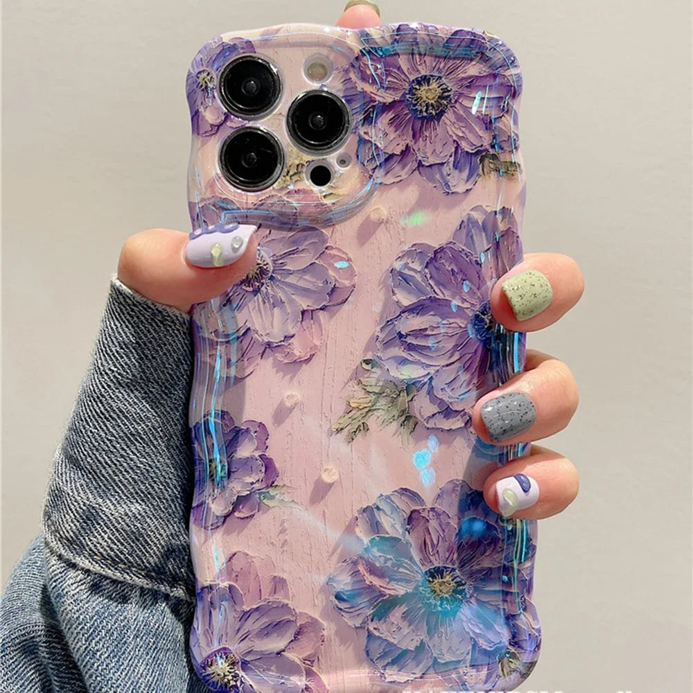 Funda de teléfono con pintura al óleo Retro para iPhone 13, 14, 15, 16 Pro Max 12, 11, funda de silicona a prueba de golpes con estampado de flores de lujo, decoración artística