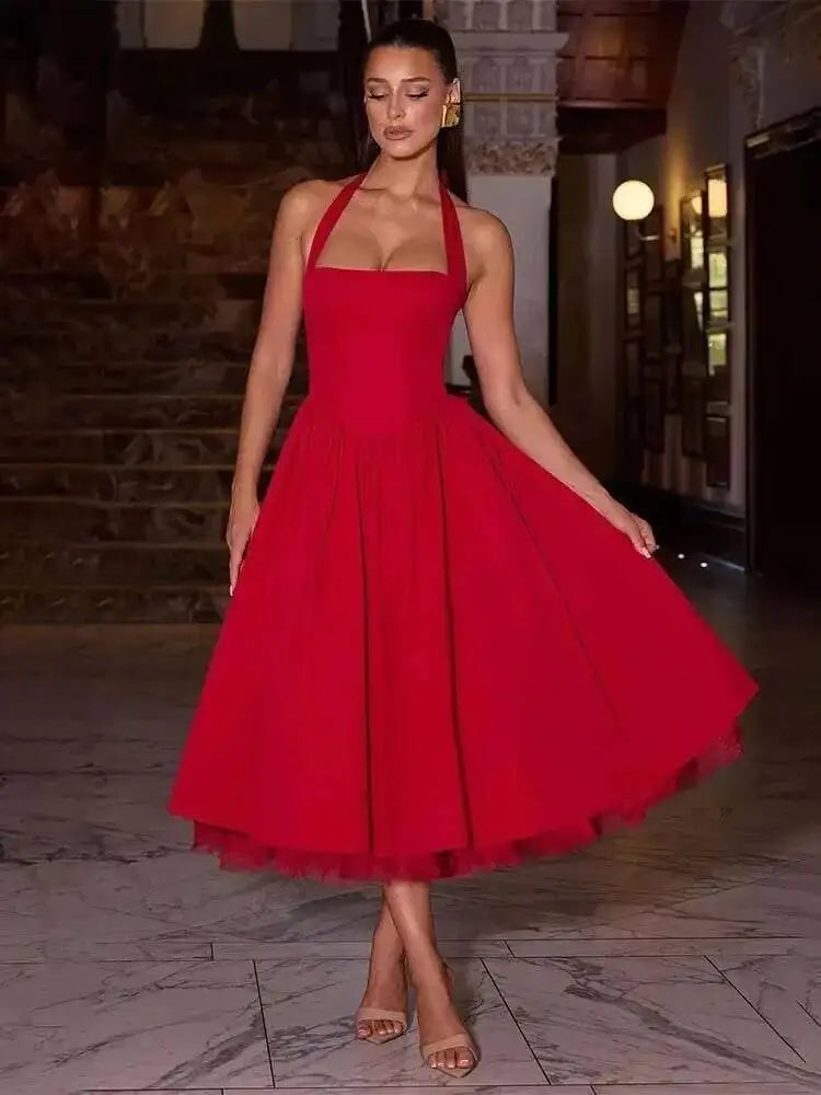 Townlike cintura envolvente A-line vestido de baile vestido de mujer Halter Mini 2025 Primavera Verano vestido club nocturno Sexy vestidos de fiesta