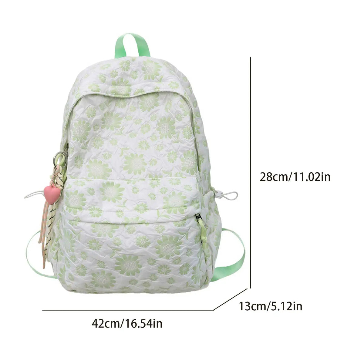 Mochila de nailon con flores para mujer, mochilas escolares ligeras con colgante, mochilas para ordenador portátil, mochila para libros para secundaria y preparatoria