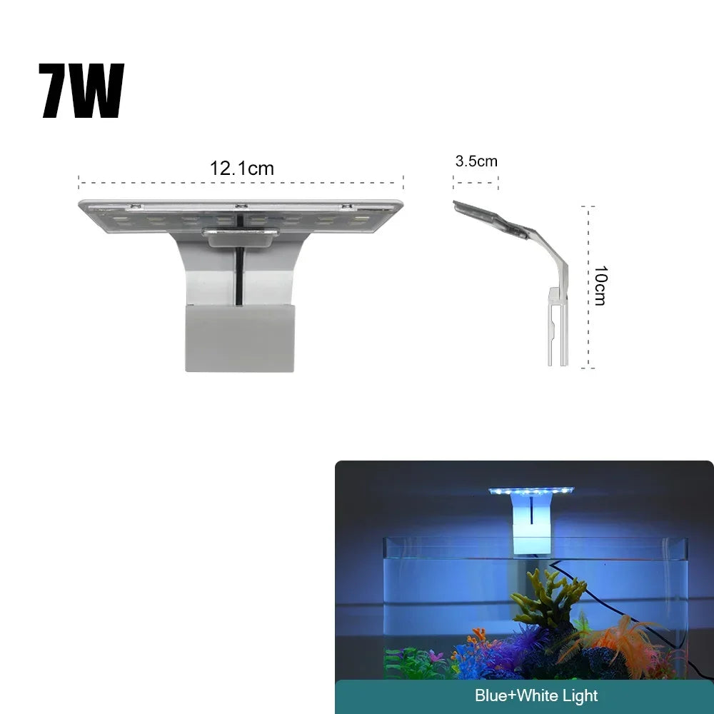 Luz LED súper delgada para acuario, iluminación para plantas, luz de cultivo de 5W/10W/15W, iluminación para plantas acuáticas, lámpara con Clip impermeable para pecera