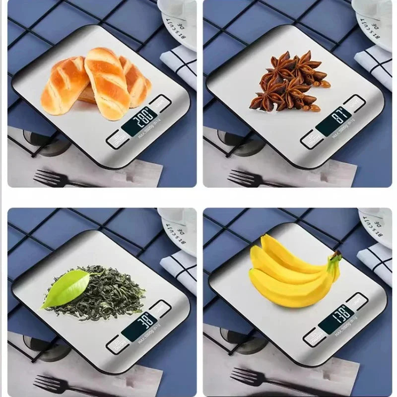 Báscula Digital de Cocina con Pantalla LED, 5 kg/1 g, Acero Inoxidable, Pesaje Electrónico para Alimentos, Joyas, Aperitivos, Repostería, Herramientas para el Hogar