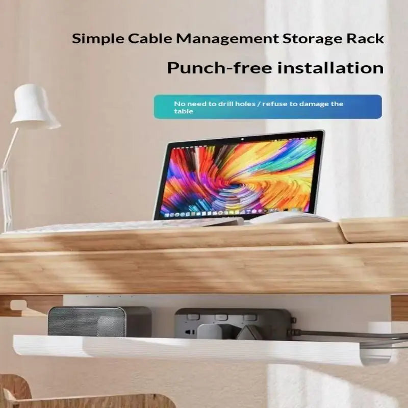 Nuevo Organizador de Cables de PVC para Debajo de la Mesa, 40 cm/15.75 Pulgadas, Sin Perforaciones, Organizador de Cables para Oficina, Fácil Instalación, Montaje en Pared