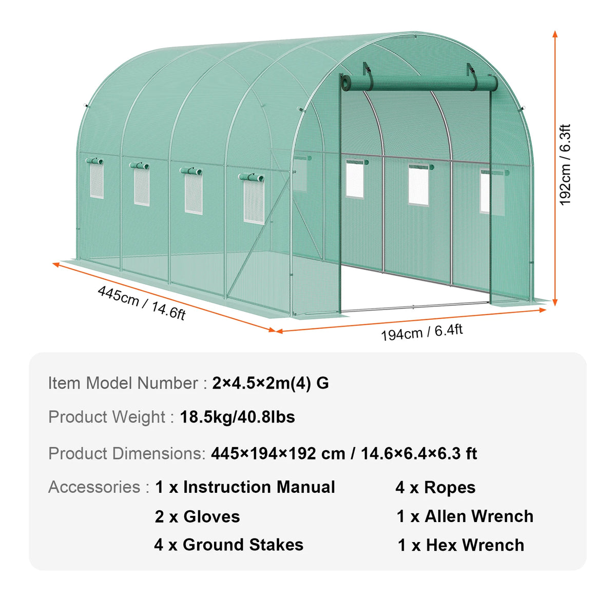 SucceBuy-Casa de aro para invernadero, túnel para invernadero, planta, casa caliente con marco de acero, cubierta de PE, puerta enrollable con cremallera
