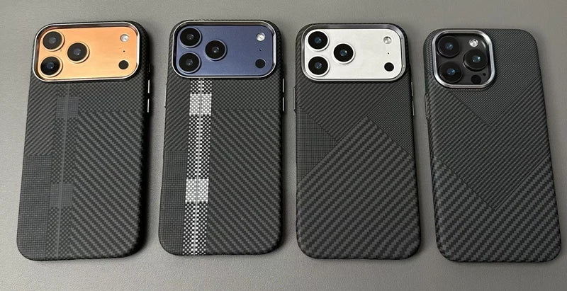 Funda Magnética con Textura de Fibra de Carbono para iPhone 17, 17 Pro Max, 16 Pro, 15, 14, 13, Ultrafina, con Lente de Aleación, Carga Inalámbrica, Carcasa Rígida