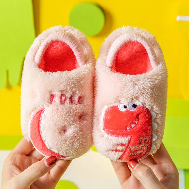 Zapatillas de algodón para bebé de 1 a 3 años, 2 hombres, Otoño/Invierno, antideslizantes para interiores, zapatos de algodón de felpa para niños, bolso con tacón para el hogar