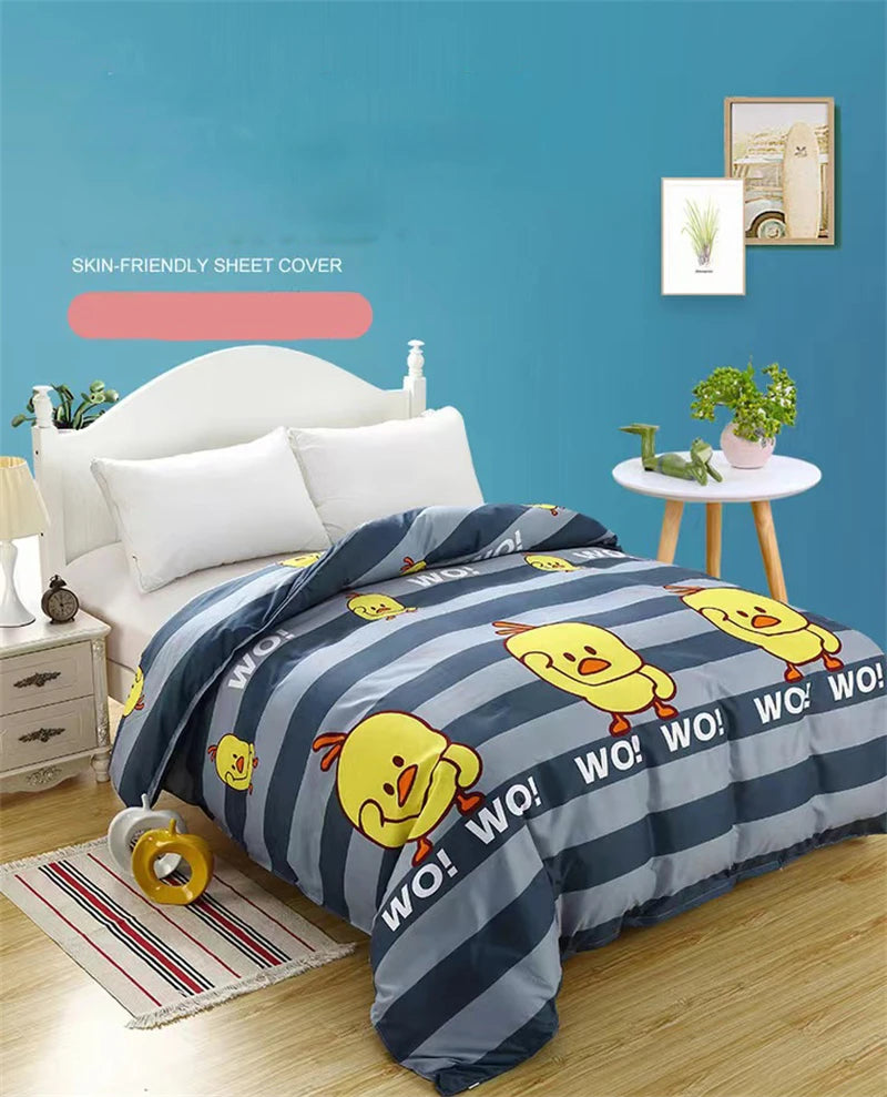 Juego de fundas de edredón de tamaño King de dibujos animados, 220x240, agradable para la piel, manta, funda de edredón y funda de almohada