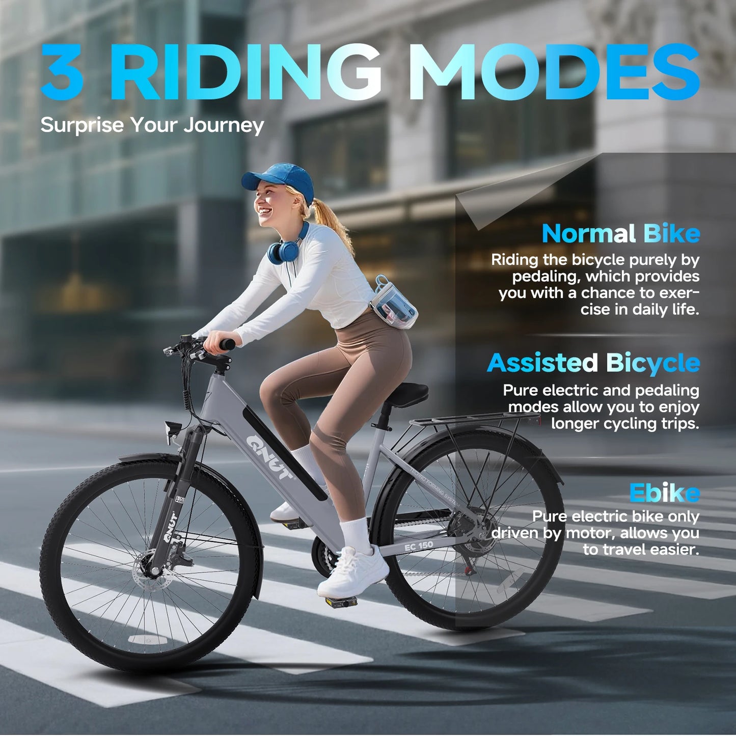 Bicicleta eléctrica para adultos, bicicleta de compras de 26", 7 velocidades, diseñada para viajeros, estudiantes y parejas, disfruta de paseos de ocio