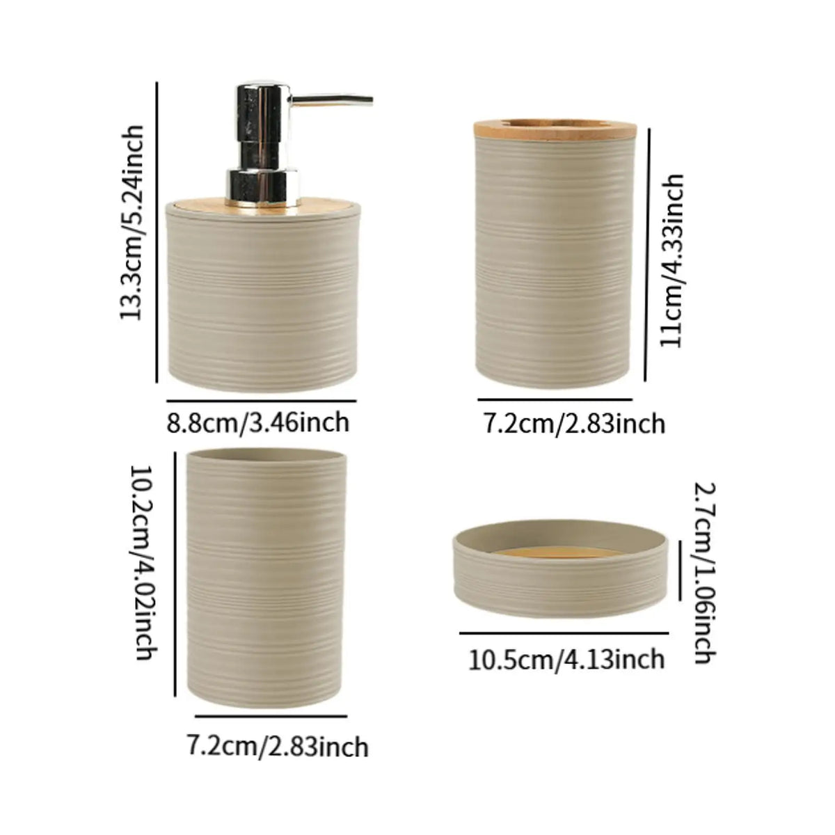 Suministros de baño de bambú para lavado de baño, estante de almacenamiento para el baño, juego de soporte para cepillos de dientes, taza para enjuague bucal, tocador, 4 Uds.