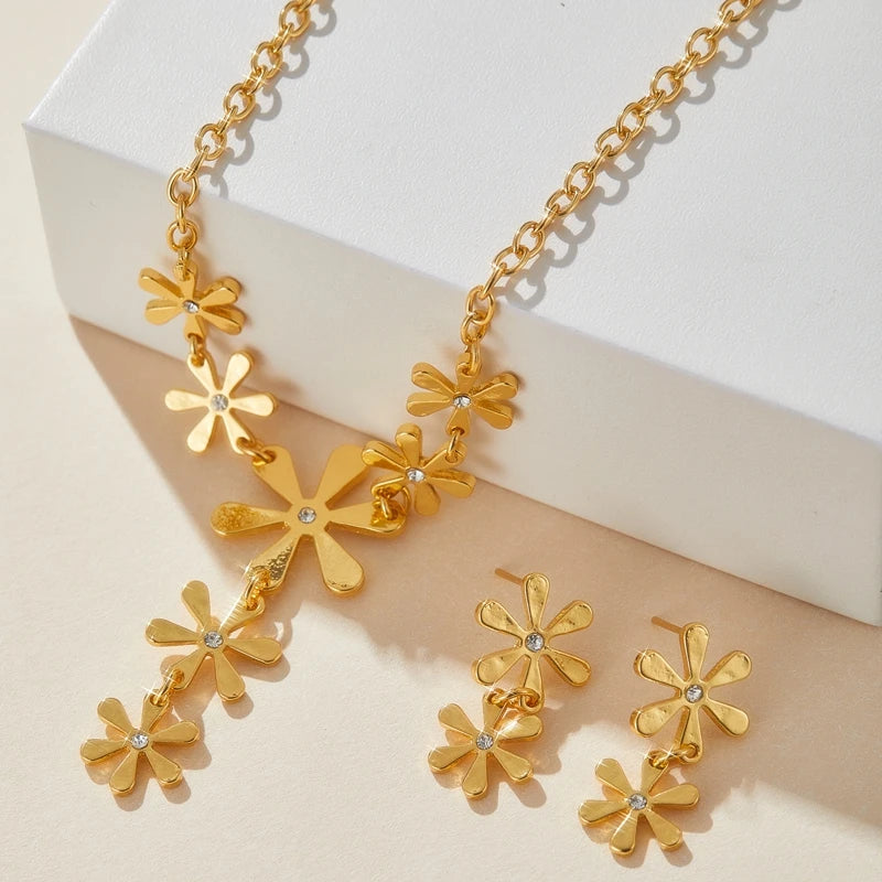 3 unid/set de pendientes redondos grandes, conjunto de Collar para mujer, cadenas de cuerda de PU exageradas, Collar con colgante geométrico de Metal, joyería