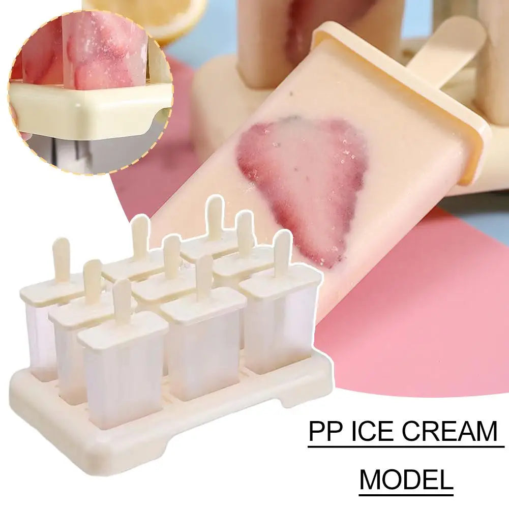 Moldes para helados de 9 piezas, molde para hacer helados de fácil desmolde, caja para helados caseros con palitos de plástico, utensilios de cocina