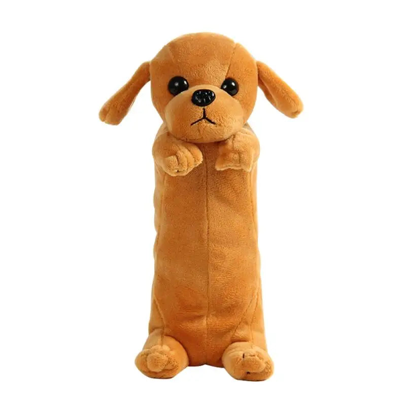 Estuche para lápices de papelería, bolsa para lápices con forma de perro de peluche de dibujos animados, bolsa para bolígrafos de animales, suministros escolares para niños, bolsa para lápices creativa