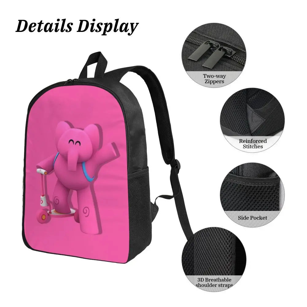 Mochila azul de dibujos animados de Pocoyo para niños, mochila escolar, bolsos de hombro para ordenador, bolsa de almuerzo aislada de 3 piezas, estuche para lápices