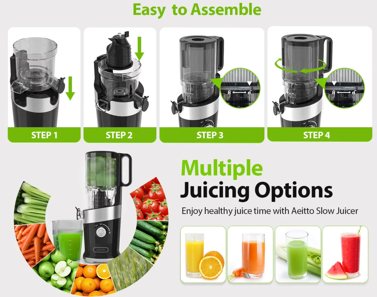 Extractor de Jugos Masticador con Boca de Alimentación Ancha de 126 mm para Frutas, Precio de Fábrica