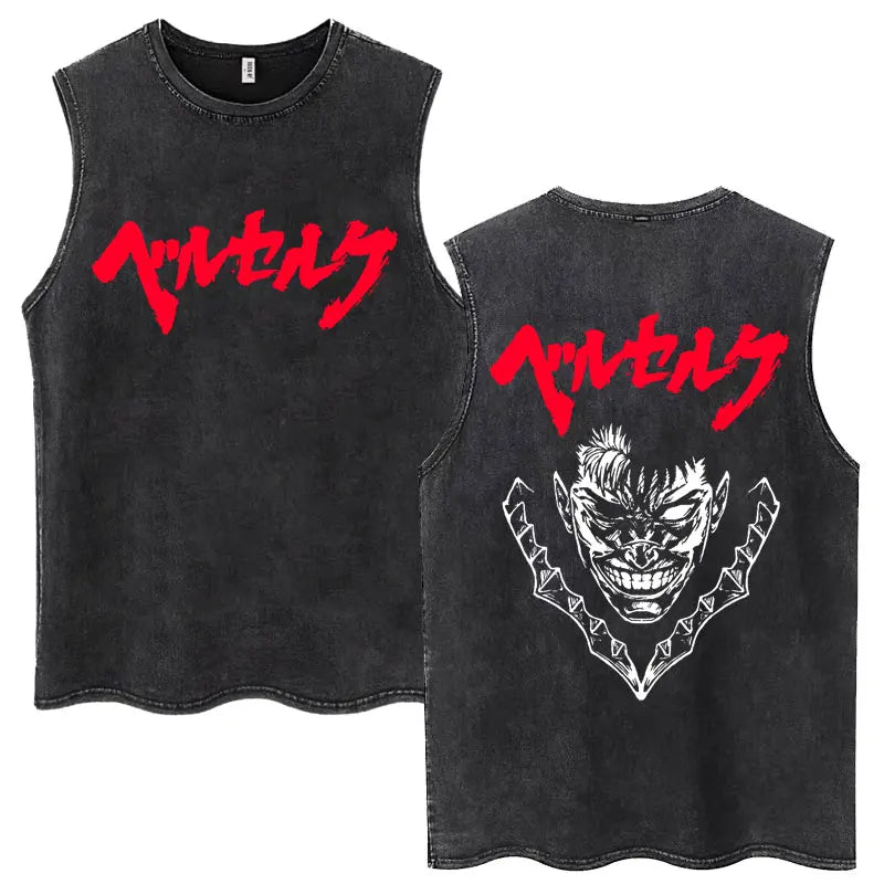 Camisetas sin mangas Harajuku lavadas de Anime Berserk Guts, camisetas Retro de Manga Gatsu Griffith Zodd, camisetas sin mangas, Camiseta de algodón Unisex de gran tamaño
