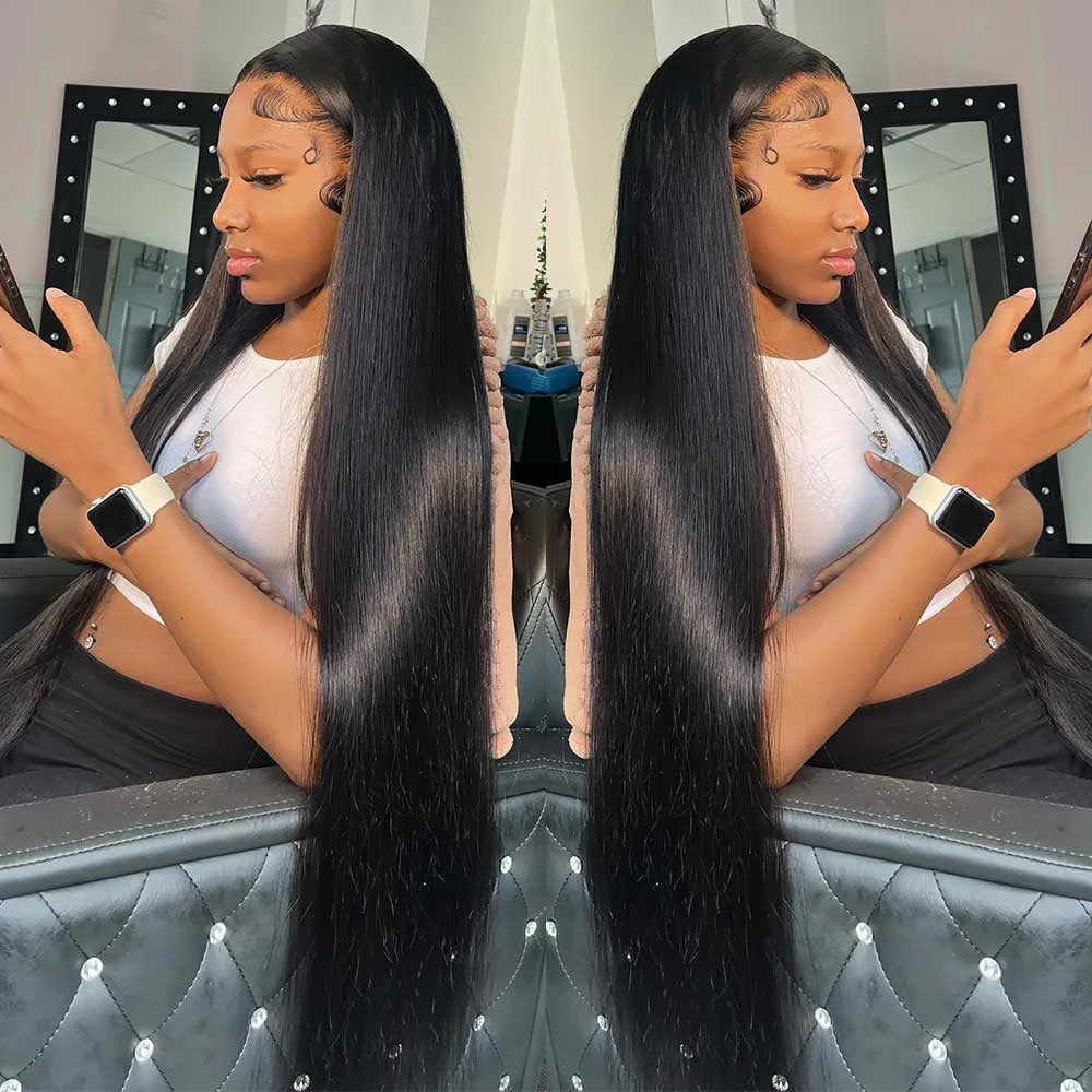 Peluca frontal de encaje HD 13x6 13x4, peluca frontal de encaje de cabello humano de 30 pulgadas, lisa como un hueso, pelucas de cabello humano con encaje transparente, peluca con cierre HD 4x4