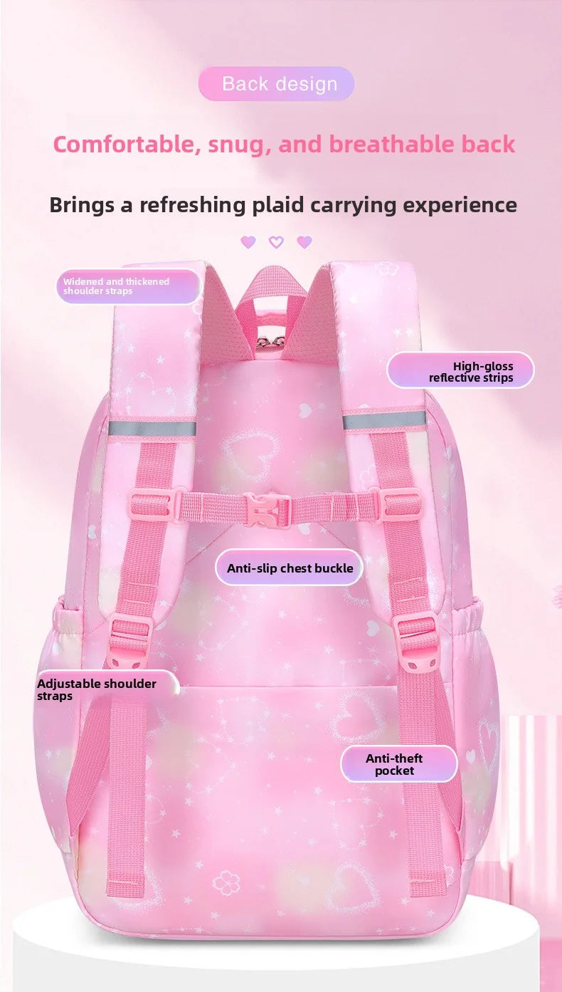 Mochila Escolar 2026 con Colgante de Amor, Juego de 3 Piezas, Decoración de Mariposas, Mochilas Escolares para Niñas, Estilo Princesa