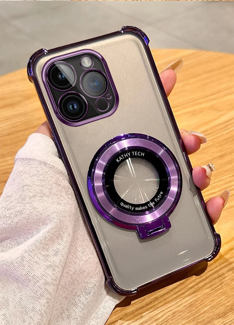 Funda de teléfono con revestimiento magnético para Xiaomi Redmi Note 11 13 14 Pro Plus 12C 13C 14C Poco X3 X5, funda con soporte transparente