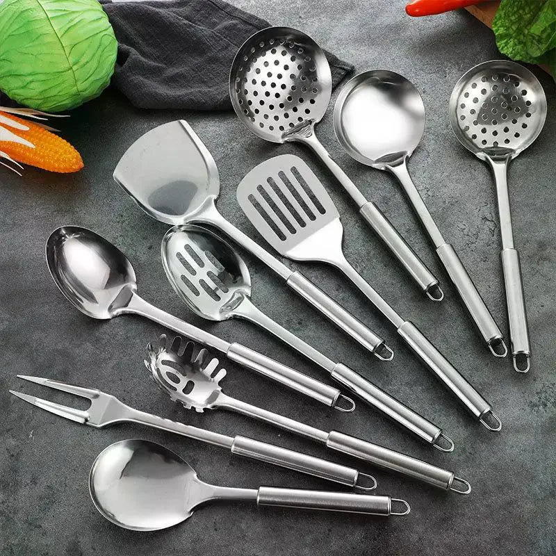 Utensilios de cocina, utensilios de cocina, pala de acero inoxidable, cuchara para sopa, utensilios giratorios, vajilla, herramienta de cocina, utensilios de cocina