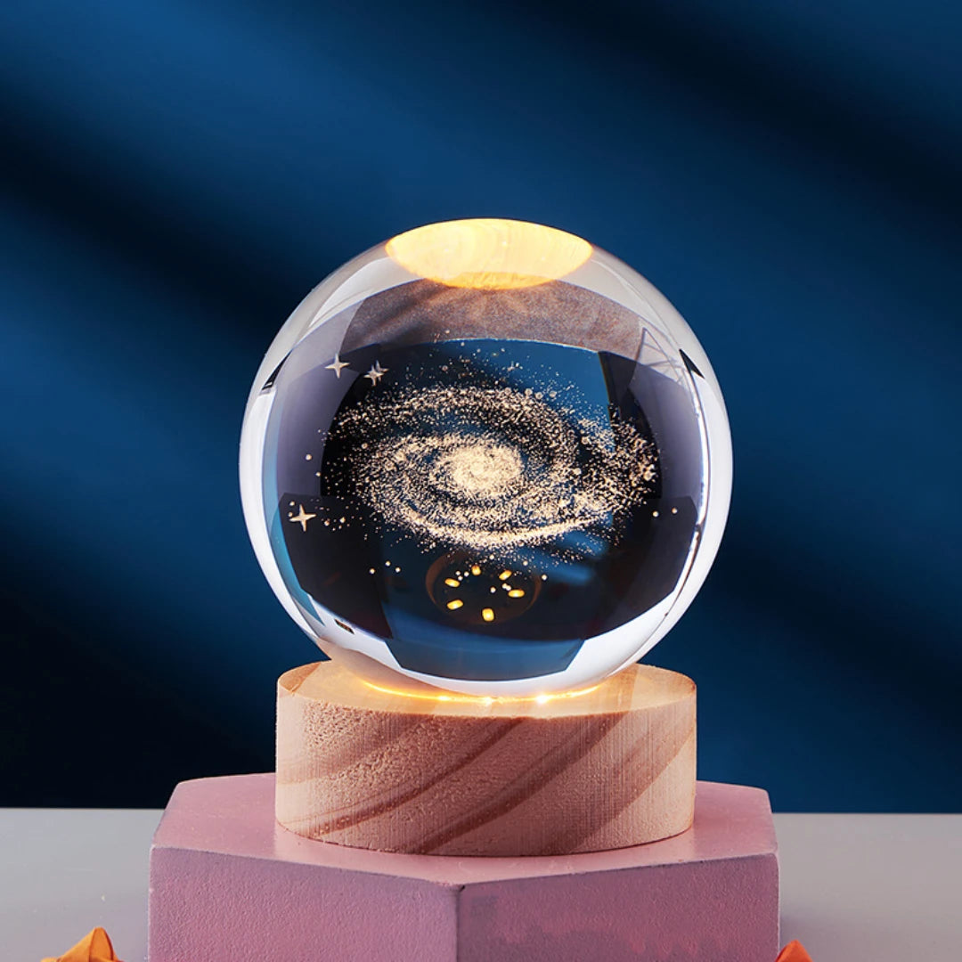 Bola de Cristal 3D de 6 cm, Planeta de Cristal, Lámpara Nocturna, Sistema Solar Grabado con Láser, Globo Astronómico, Regalo de Cumpleaños, Decoración de Escritorio para el Hogar
